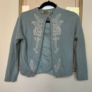 Macy’s vintage beaded cropped wool cardigan